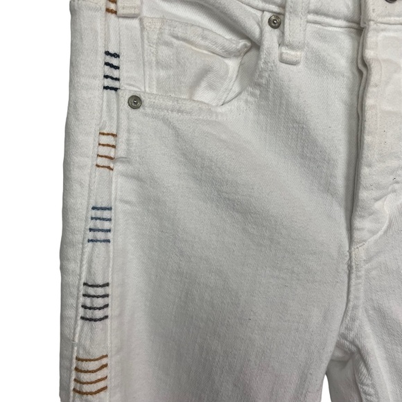 Anthropologie McGuire white Valetetta Straight stretch jeans with embroidery 26 - Picture 4 of 13